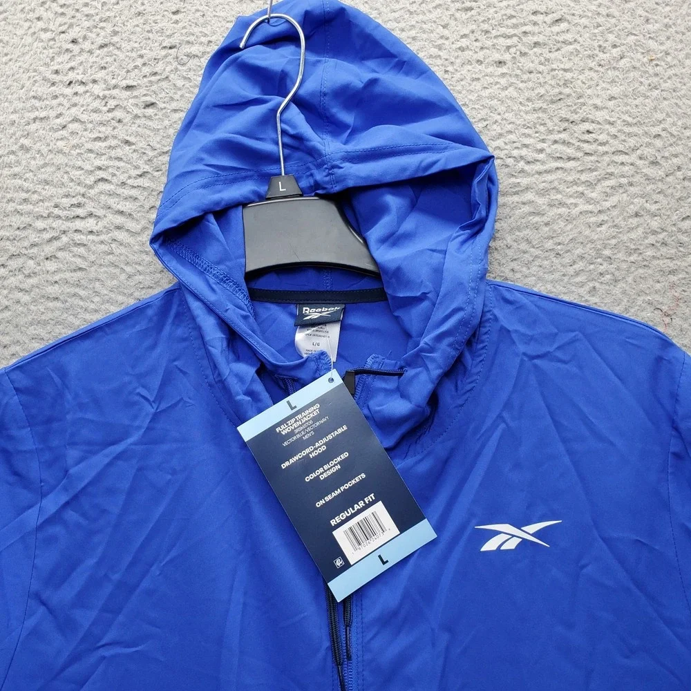Reebok Windbreaker Jacket Mens L Multi Colorblock Athletic Full Zip 3RSMJ1706